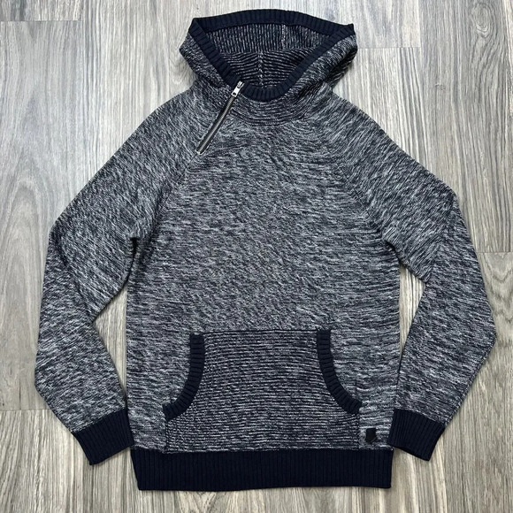 Trash Noveau Cowl Neck Hooded Knit Sweater Dark Gray & Black Size Medium NWOT - Picture 1 of 6